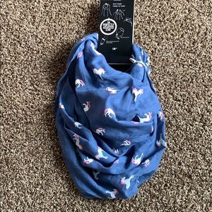 Unicorn Blue and White Graphic Print Scarf